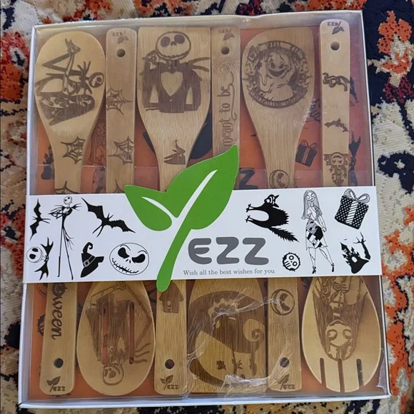Halloween Bamboo Cooking Utensil Set - Brown - Picture 1 of 3